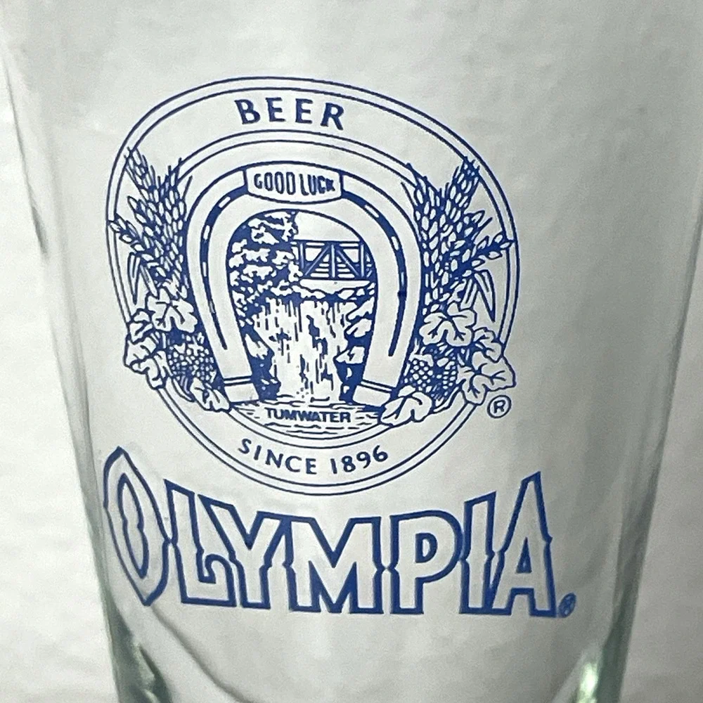 Olympia Beer Footed Pilsner Glass Vintage Horseshoe Logo Collectible Breweriana